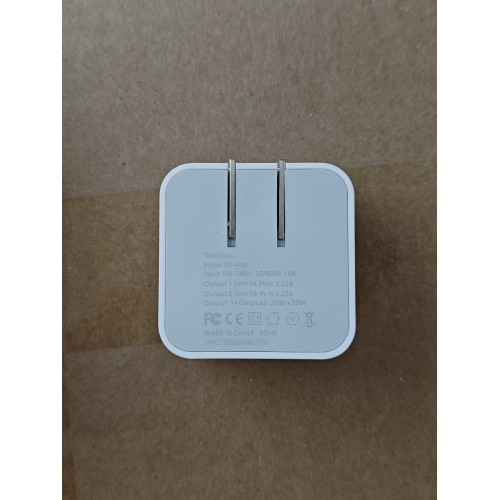 iPhone Fast Charger, 40W Dual USB-C Quick Wall Charger Double Port Foldable USBC iPhone Charger Fast Charging Color White Size 40W Measurements 7.91 x 5.12 x 1.54 inches; 7.05 ounces Model JXYCDQ01A Part number  JXYCDQ01A