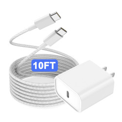 iPhone 16 15 Charger/10FT iPhone Charger USB C,20W Type C Charger Cube Blocks 10Ft C to C Cable Fast Charging for iPhone 16 Pro Max/16 Pro/16 Plus/15/15 Pro/Pro Max,iPad Pro 12.9/11 inch,iPad Air/Mini